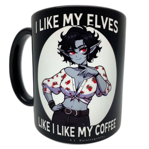 comic book art, fantasy art, black, mug transparent PNG cut-out