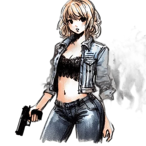 jacket, weapon, concept art, comic book art transparent PNG cut-out