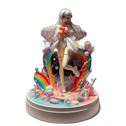 concept art, 3d render, figurine, anime-style transparent PNG cut-out