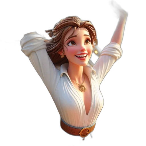 dress, staff, jewelry, 3d render transparent PNG cut-out