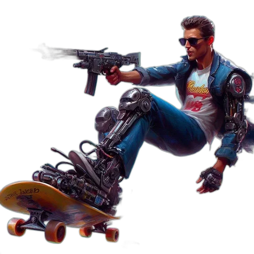 robot, weapon, concept art, cyberpunk transparent PNG cut-out
