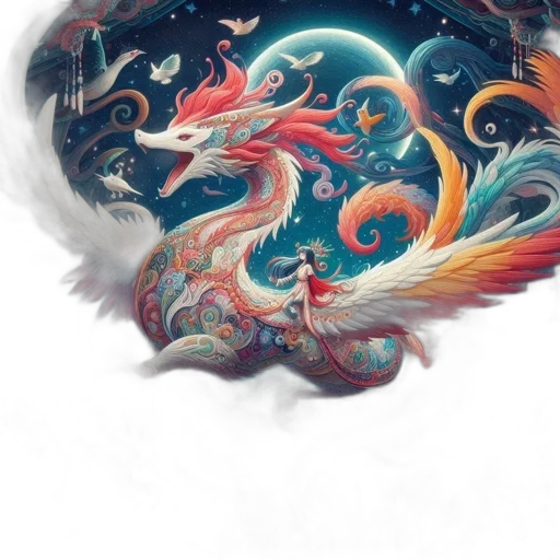 dragon, mask, creature, staff transparent PNG cut-out