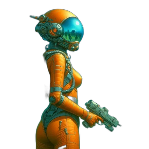 robot, weapon, staff, dress transparent PNG cut-out
