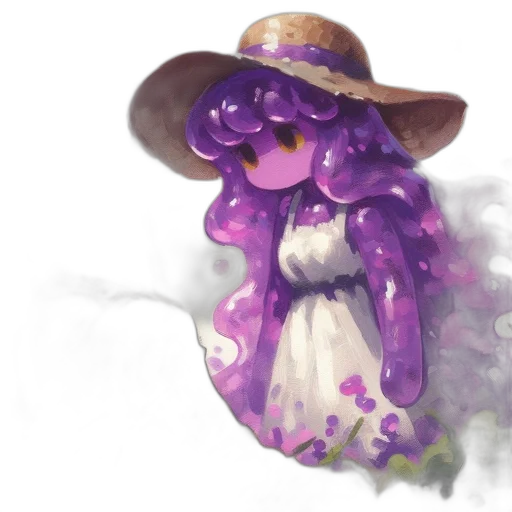 dress, creature, hat, flower transparent PNG cut-out