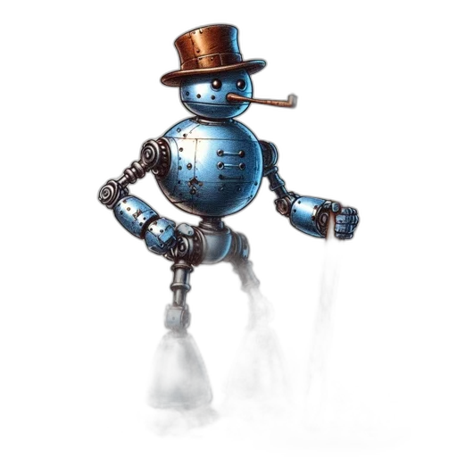 robot, staff, concept art, 3d render transparent PNG cut-out
