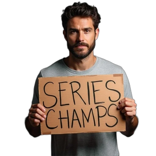man, holding, sign, saying transparent PNG cut-out
