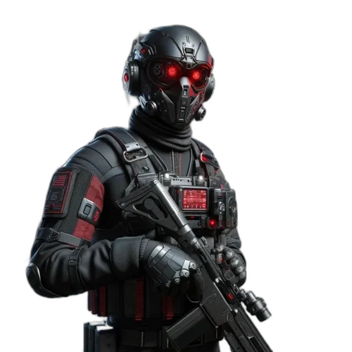 robot, weapon, mask, concept art transparent PNG cut-out