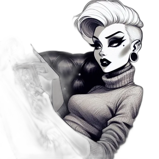jacket, face, comic book art, cartoon transparent PNG cut-out