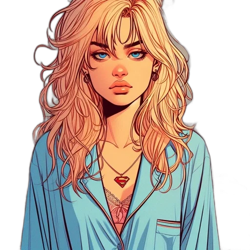 jacket, face, dress, comic book art transparent PNG cut-out