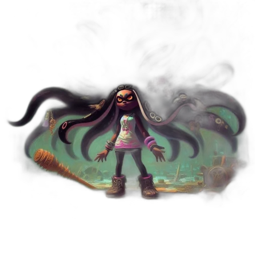 creature, hair, staff, dress transparent PNG cut-out