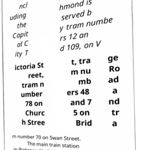 richmond, served, tram, numbers transparent PNG cut-out