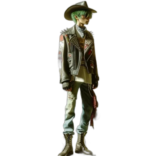 jacket, staff, hat, weapon transparent PNG cut-out