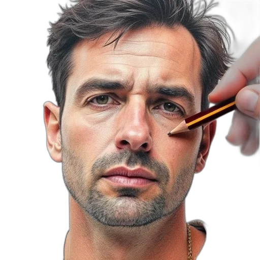face, hair, staff, weapon transparent PNG cut-out