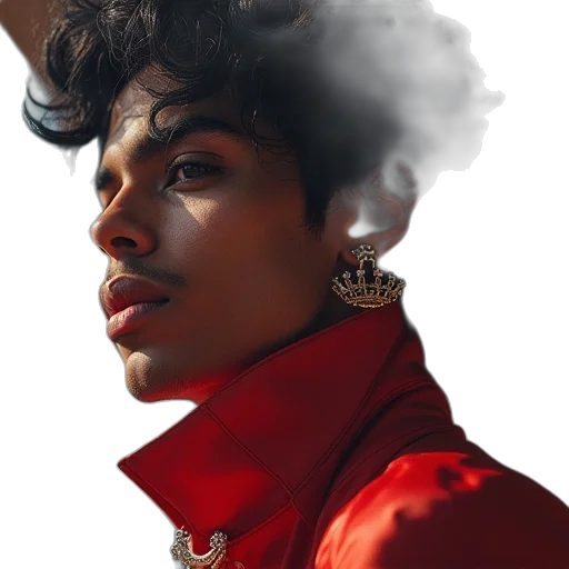 face, jacket, crown, jewelry transparent PNG cut-out