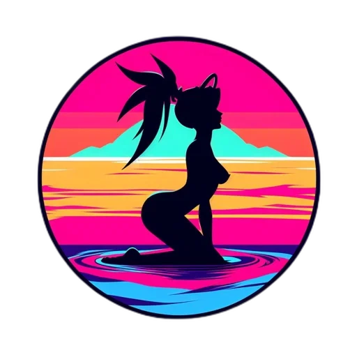 hair, vaporwave, pixel art, concept art transparent PNG cut-out