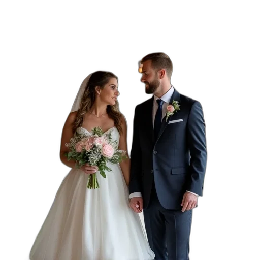 dress, staff, bride, groom transparent PNG cut-out