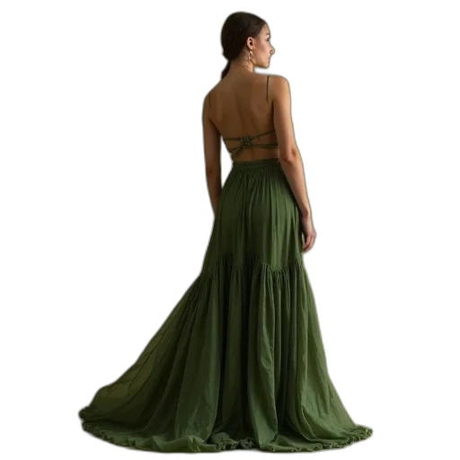 dress, green, earth tones, olive transparent PNG cut-out