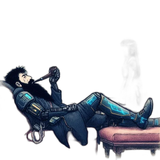 jacket, robot, concept art, comic book art transparent PNG cut-out