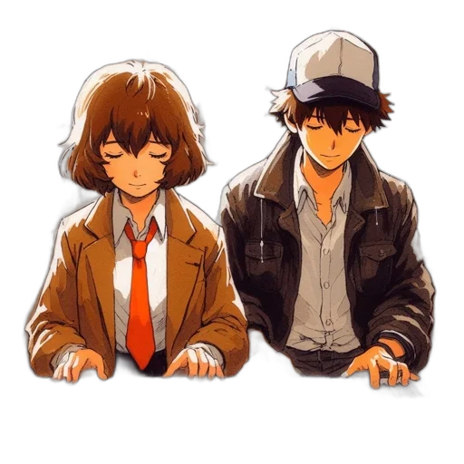 hat, jacket, watercolor, anime transparent PNG cut-out