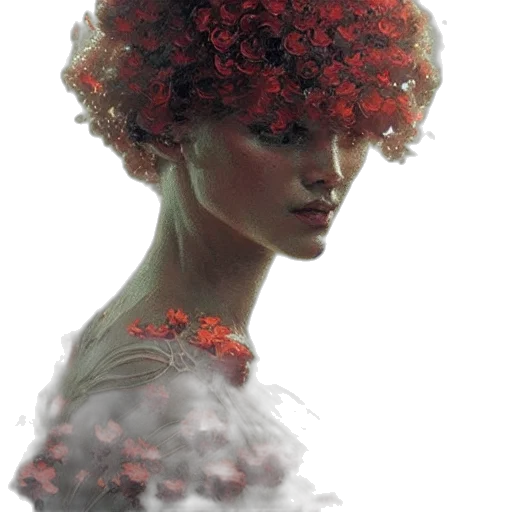 crown, hair, flower, face transparent PNG cut-out