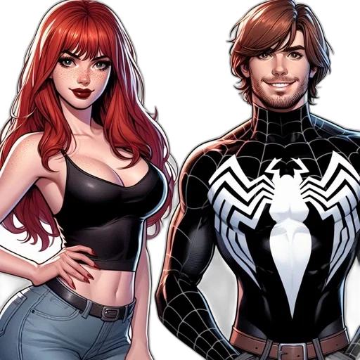 comic book art, concept art, two, individuals transparent PNG cut-out