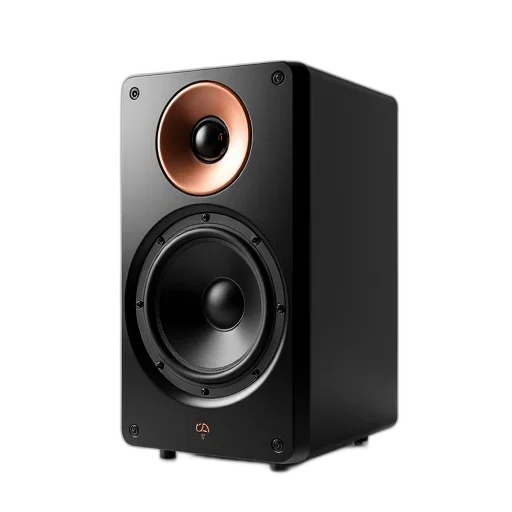 sleek, black, speaker, two transparent PNG cut-out