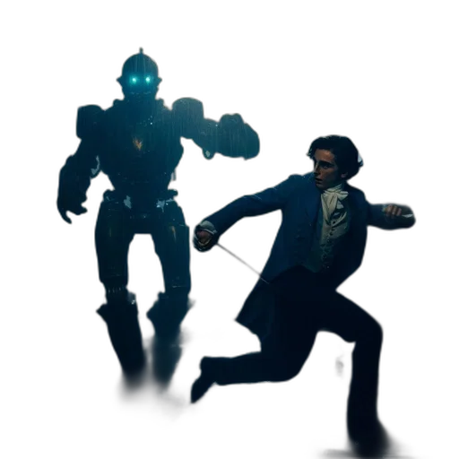 robot, concept art, pixel art, 3d render transparent PNG cut-out