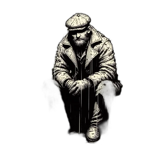 jacket, hat, face, staff transparent PNG cut-out