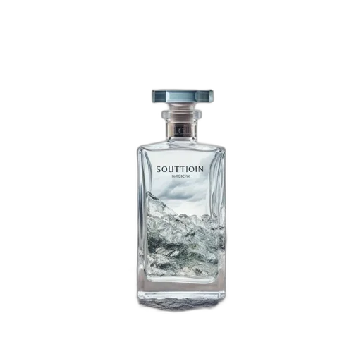 bottle, photorealistic, underwater, labeled transparent PNG cut-out