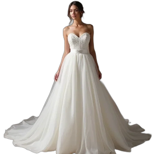 dress, sweetheart, gown, modeled transparent PNG cut-out