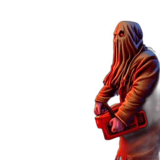 jacket, mask, creature, staff transparent PNG cut-out