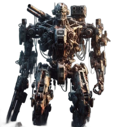 robot, weapon, concept art, 3d render transparent PNG cut-out