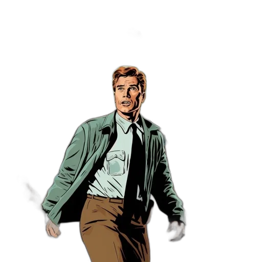jacket, staff, comic book art, concept art transparent PNG cut-out