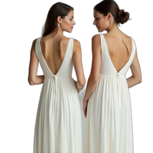 dress, two, women, white transparent PNG cut-out