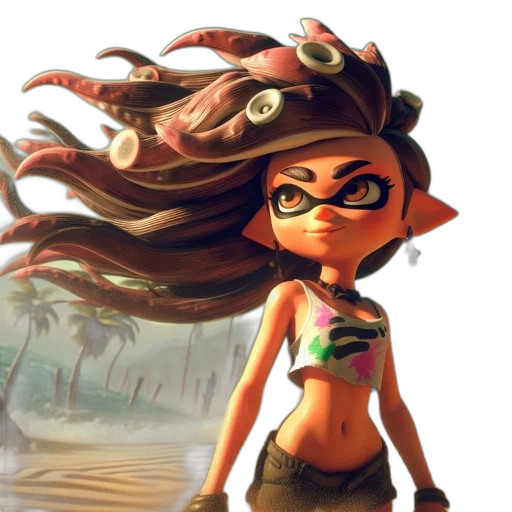 dress, hair, creature, weapon transparent PNG cut-out