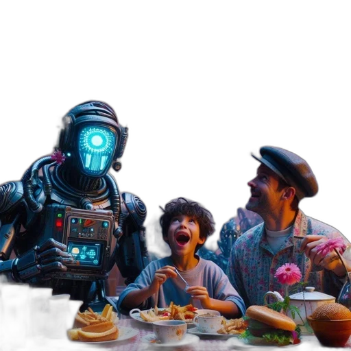 robot, food, cyberpunk, concept art transparent PNG cut-out
