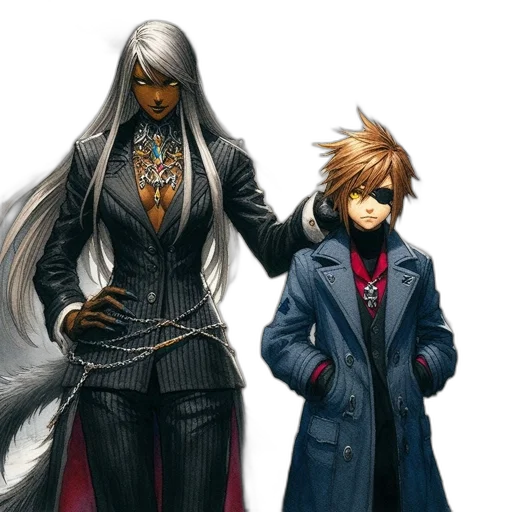 concept art, two, animated, characters transparent PNG cut-out