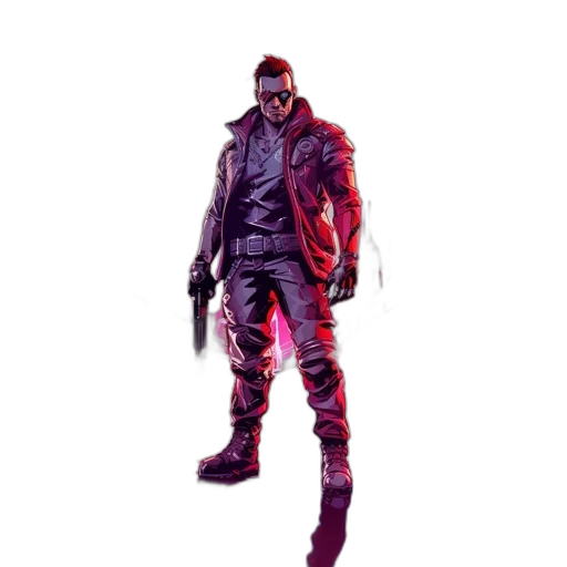 jacket, weapon, concept art, cyberpunk transparent PNG cut-out