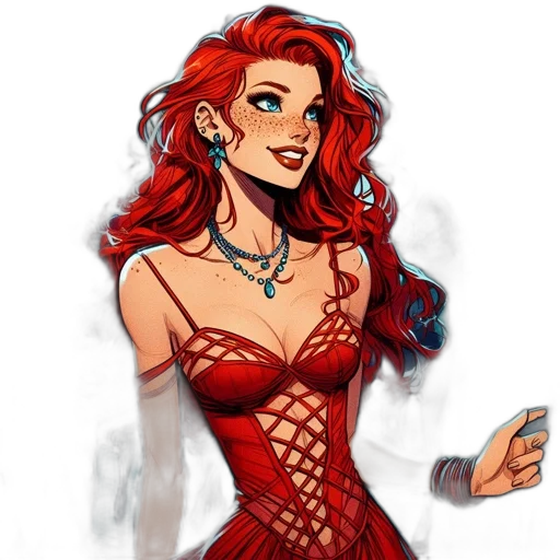 dress, jewelry, comic book art, cartoon transparent PNG cut-out