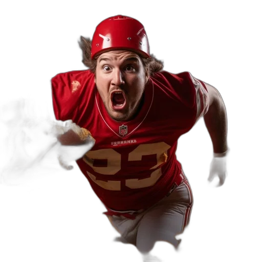 man, red, football, jersey transparent PNG cut-out