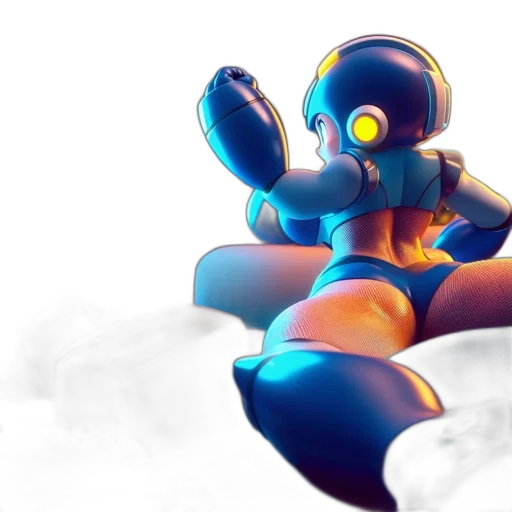 robot, concept art, 3d render, pixel art transparent PNG cut-out