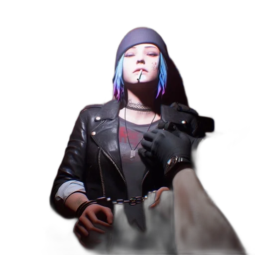 jacket, weapon, staff, face transparent PNG cut-out