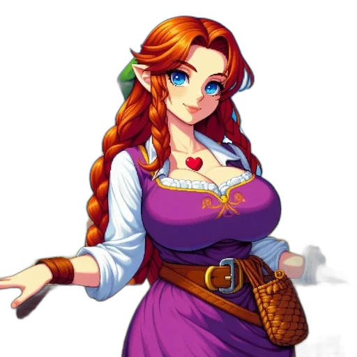 dress, staff, jewelry, pixel art transparent PNG cut-out