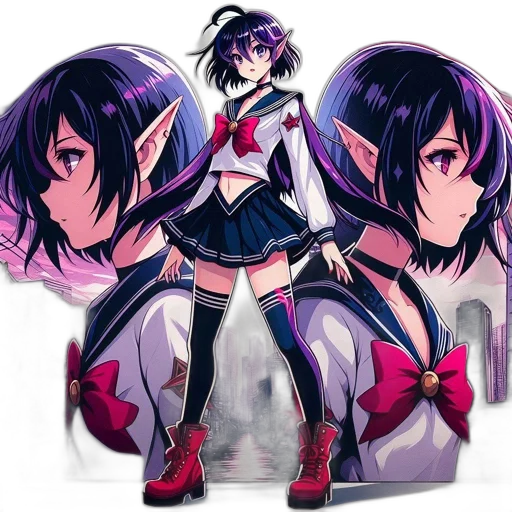 weapon, jacket, dress, anime transparent PNG cut-out