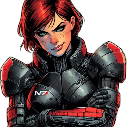 comic book art, concept art, red, female transparent PNG cut-out
