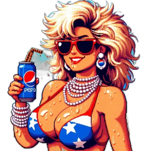 bottle, pixel art, vaporwave, comic book art transparent PNG cut-out