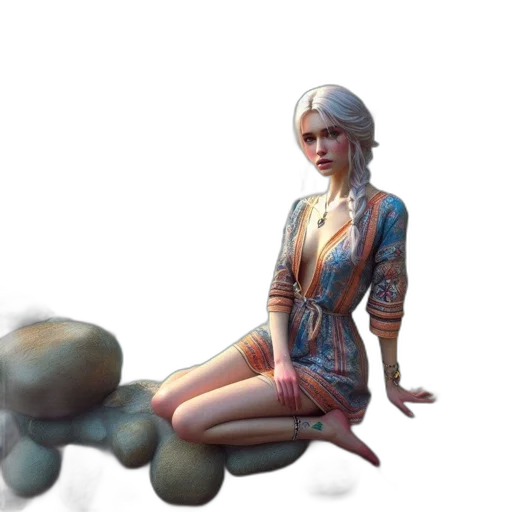 dress, creature, staff, jewelry transparent PNG cut-out