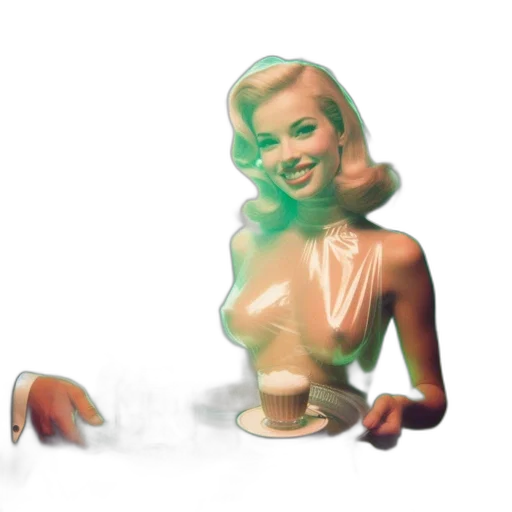 robot, 3d render, vaporwave, concept art transparent PNG cut-out