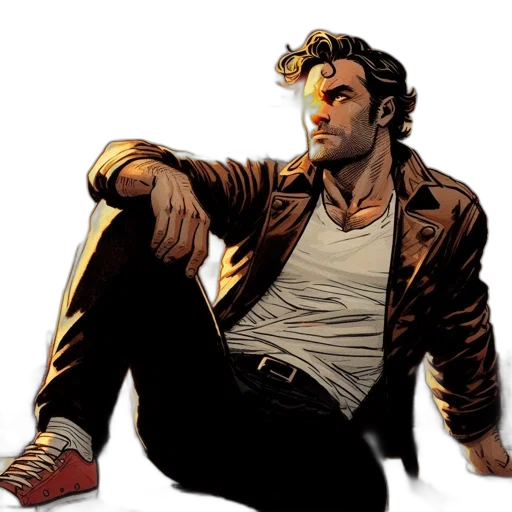 jacket, comic book art, concept art, man transparent PNG cut-out