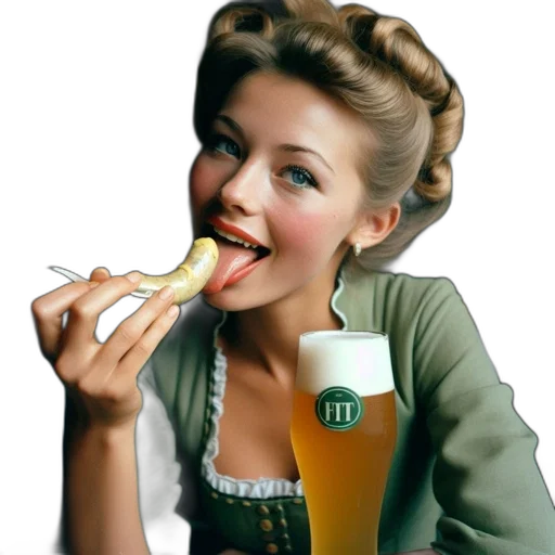 food, photorealistic, woman, sporting transparent PNG cut-out